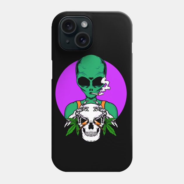 Alien Smokin' Weeds Phone Case by mystiza_art