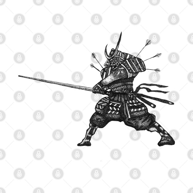 Traditional Japanese Samurai Warrior Fight Pose by Broken Line Design