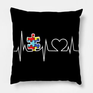 Autism Puzzle Heartbeat Tshirt Autism Awareness Pillow