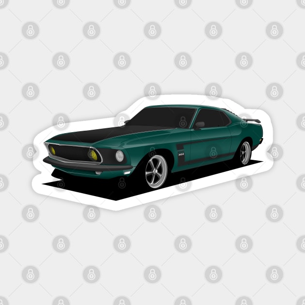 Green Mustang Boss Magnet by turboosted