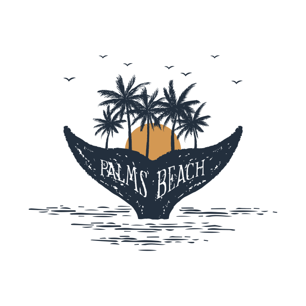 Whale Tail With Palms. Summer, Vacation, Travel. Double Exposure Style by SlothAstronaut