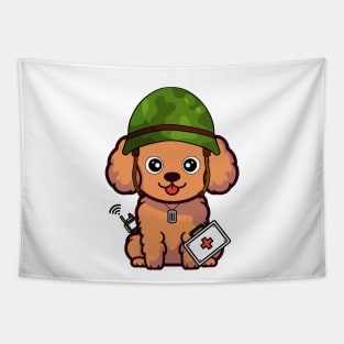 First aid military brown dog Tapestry