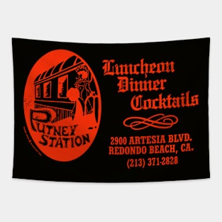 Vintage Putney Station Restaurant Redondo Beach California Distressed Tapestry