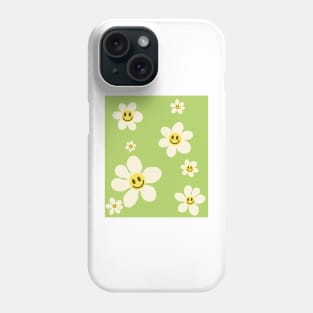 pattern flower emoji happy green yellow Phone Case