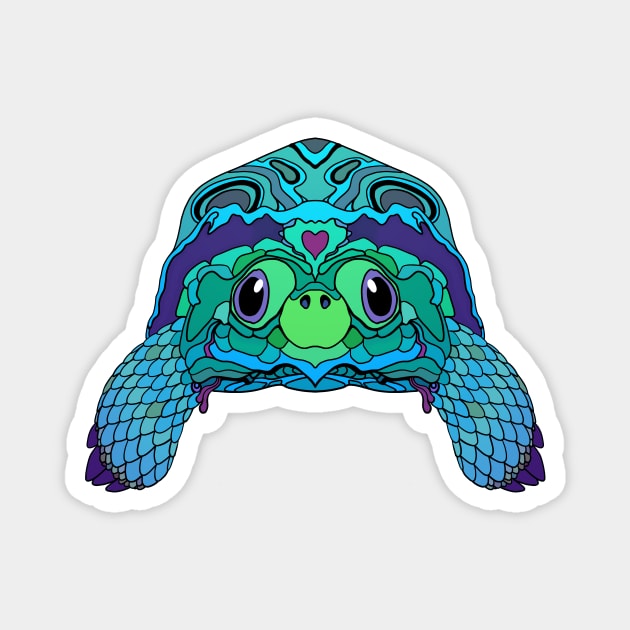 Happy Tortoise in Teal Magnet by Persnickety Dirigible