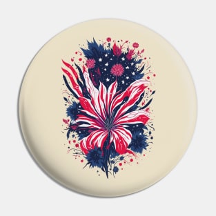 4th of July - Floral American Flag Pin