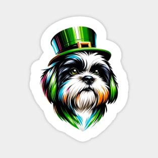 Shih Tzu in Leprechaun Hat Celebrates St. Patrick's Magnet