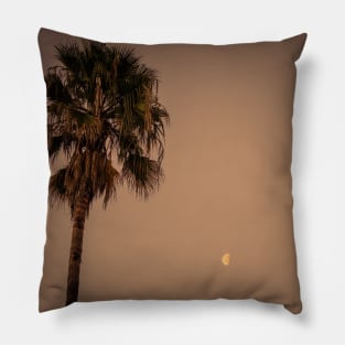 California Palm Tree Under the Moon Photo V3 Pillow