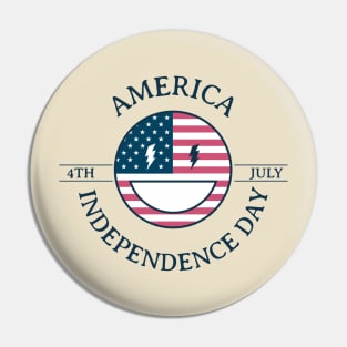 Independence Day. American flag with smile Pin