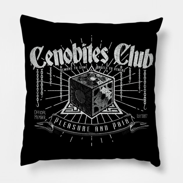 Cenobites Club (White) Pillow by Getsousa