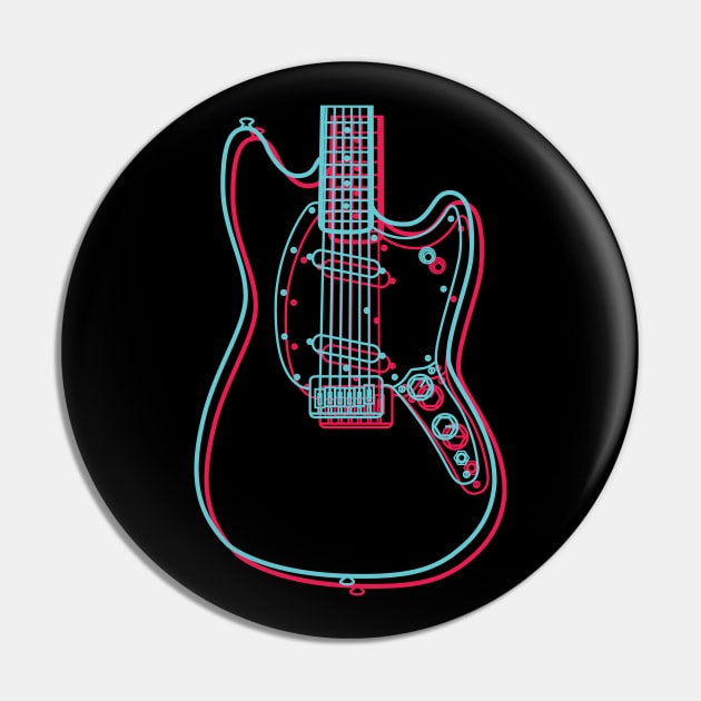 3D M-Style Offset Style Electric Guitar Body Outline Pin by nightsworthy