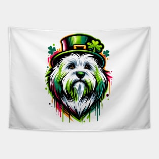 Coton de Tulear Enjoys Saint Patrick's Day Fest Tapestry