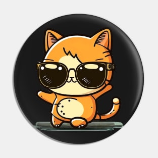 Cute ginger cat wearing sunglasses Pin