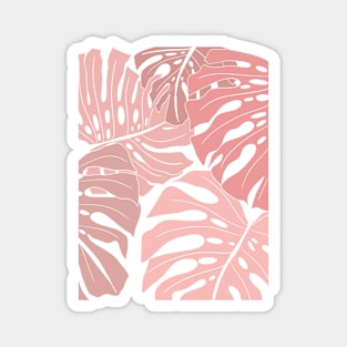 Shades Of Pink Abstract  Monstera Leaves Magnet