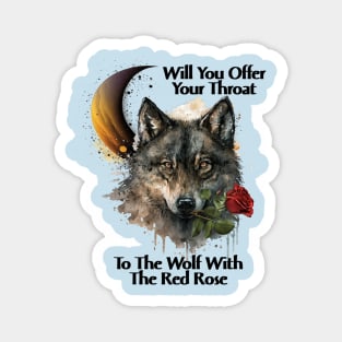 Wolf with Red Rose Magnet