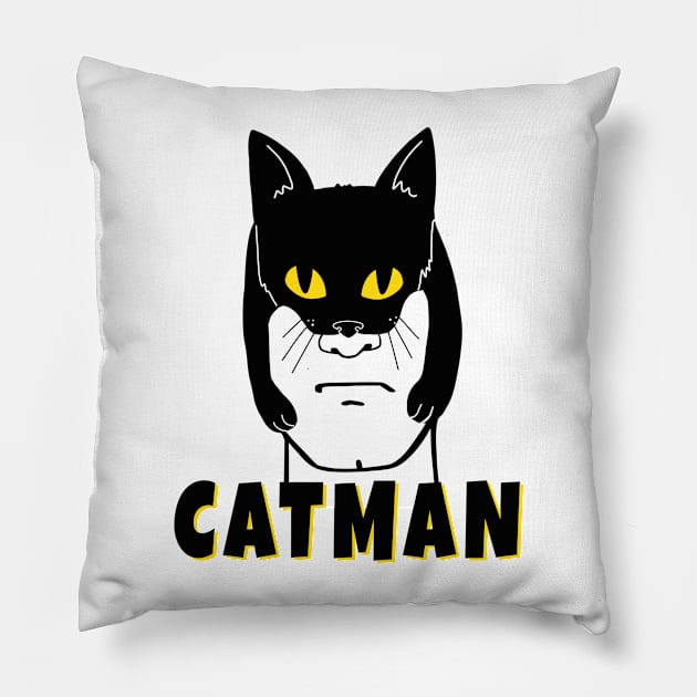 CatMan New Super Hero in Town Pillow by SusanaDesigns