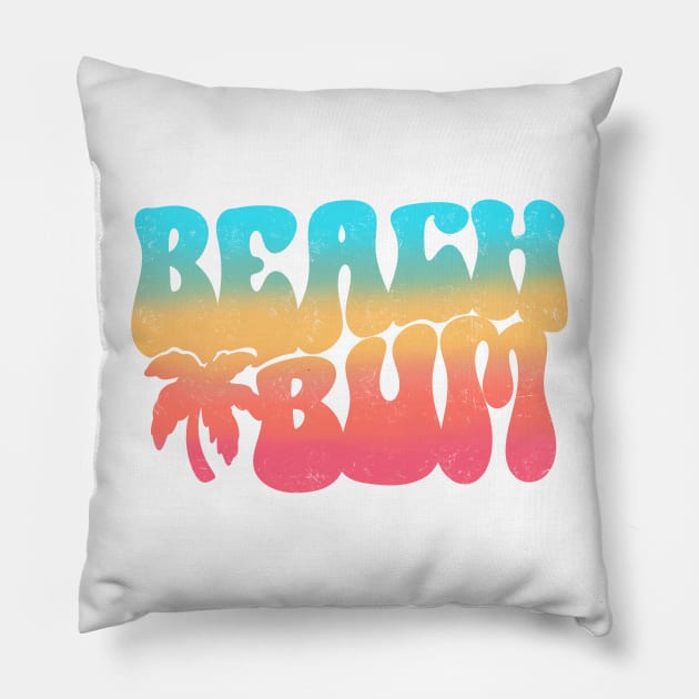 Beach bum, pastels, retro font, gift for her, beach lover, Pillow by Sheila’s Studio