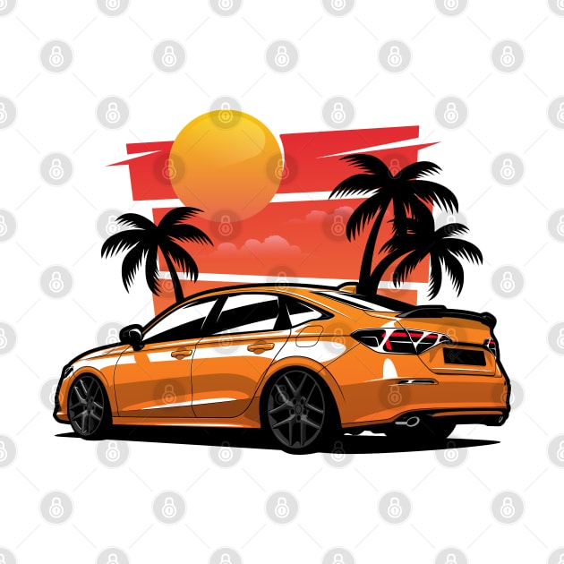 Orange Civic SI Sunset Palms by KaroCars