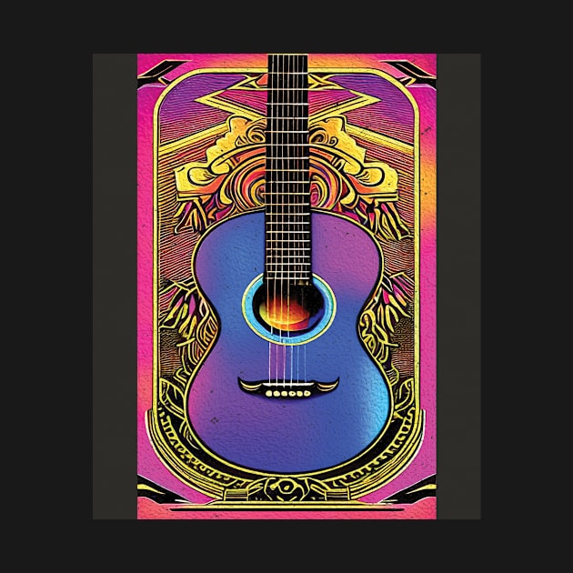 Acoustic Guitar Portrait Oil Painting Style Digital Art by Analog Designs