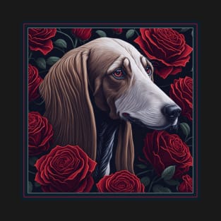 Saluki red roses T-Shirt