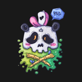 Cool Panda Bear Skully Skull in Rainbow Colors T-Shirt