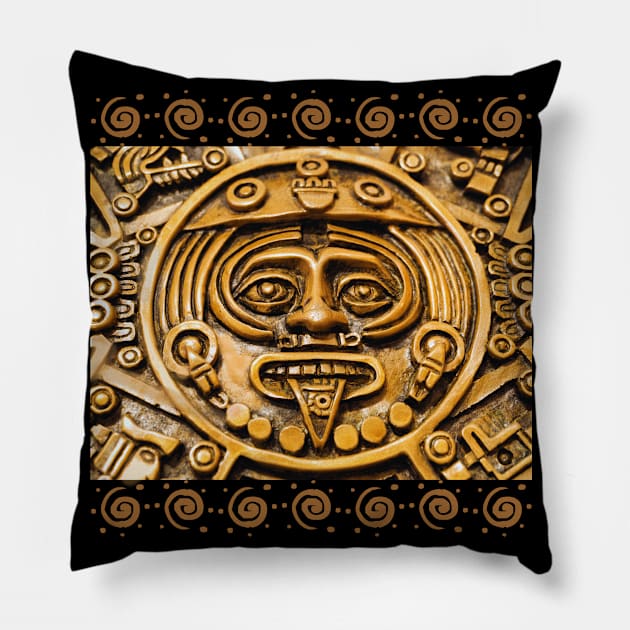 Aztec relief Pillow by black&blue