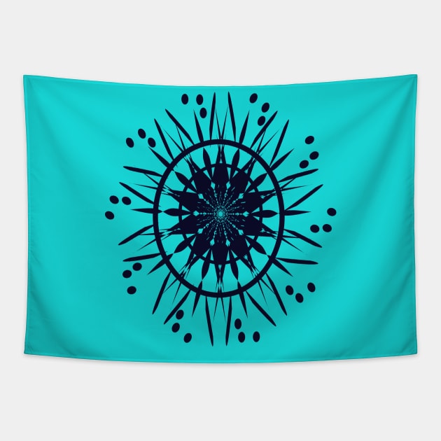 Flower of life dark blue mandala design Tapestry by Devshop997