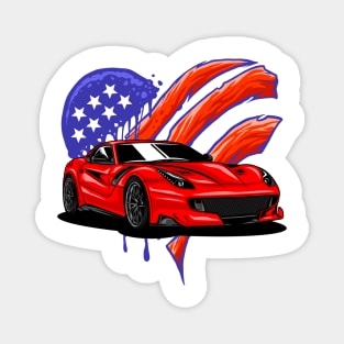 USA Flag Sport car Magnet