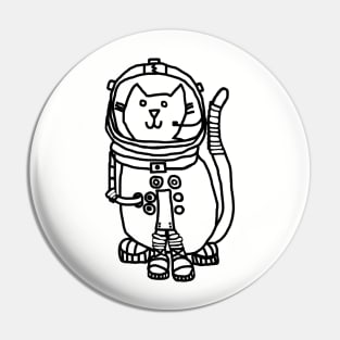 Space Captain Yellow Cat Astronaut Outline Pin