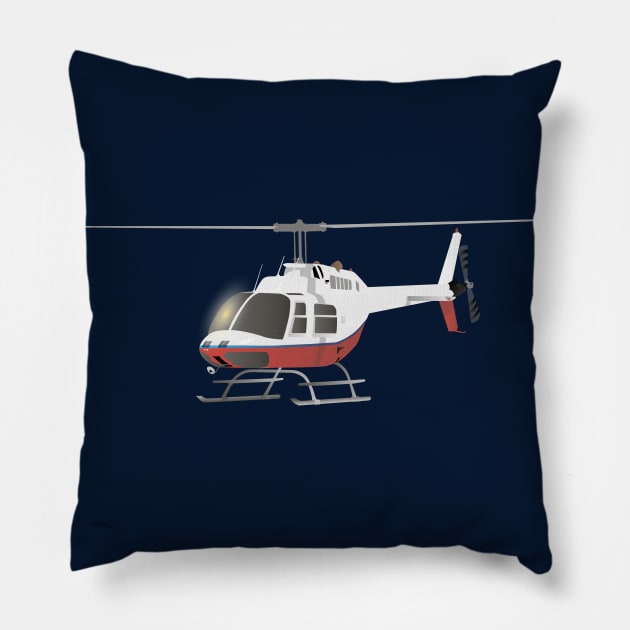 White and Red Helicopter Pillow by NorseTech