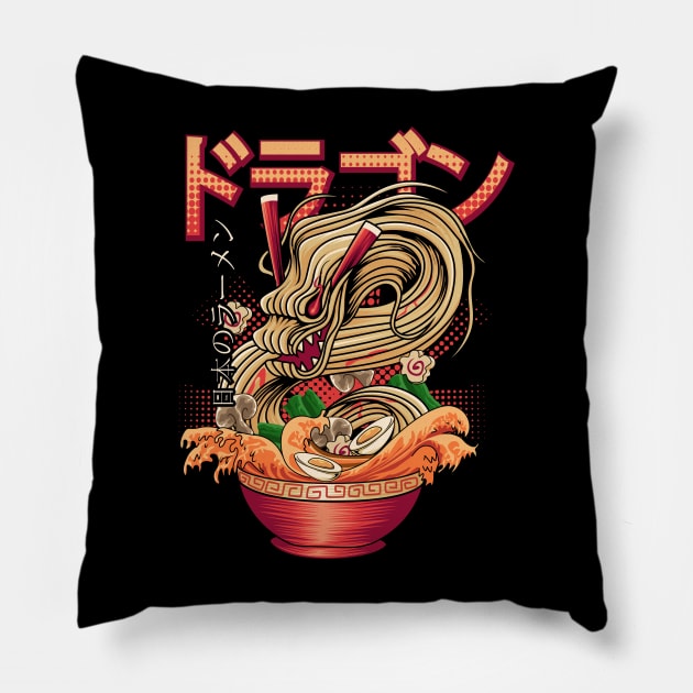 Furious Dragon Ramen Wave Japanese Food Japan Ramen Pillow by playingtheangel