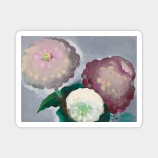 High Resolution Three Zinnias by Georgia O'Keeffe Magnet