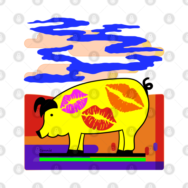 Lipstick on Cute Pig by Designs by Connie