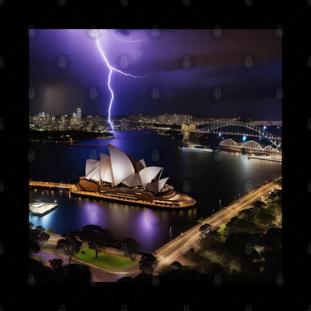 Iconic World Landmarks During A Thunderstorm: Opera House Sydney by Musical Art By Andrew