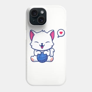 Cute Cat Playing Wool Ball Cartoon Phone Case