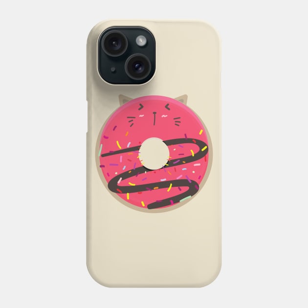 Pink Blushing Kawaii Cat Donut Phone Case by InkyArt