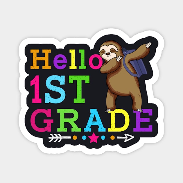 Sloth Hello 1st Grade Teachers Kids Back to school Gifts Magnet by kateeleone97023