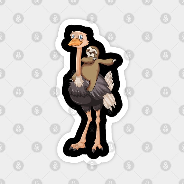 Sloth riding an Ostrich Funny Sloth Lover Gift Magnet by BadDesignCo