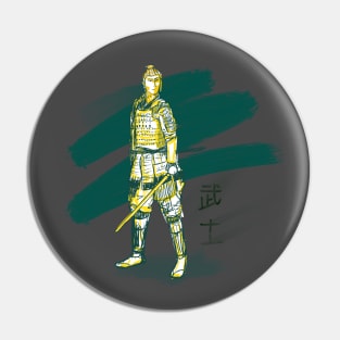 handrawn warrior with samurai or sword or katana japanese style Pin