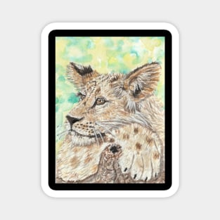 Lion  watercolor painting Magnet