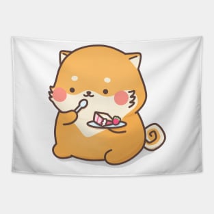 Latte dog eating a cake Tapestry