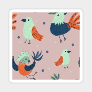 Dancing Mythical Birds with dots Magnet