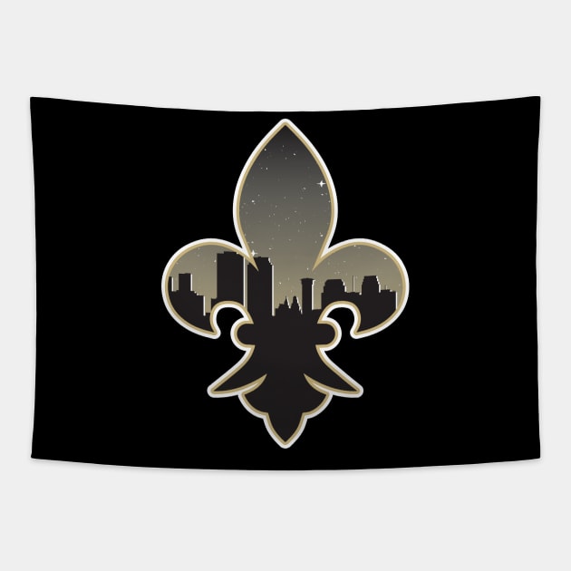 New Orleans Saints Fluer De Lis City Skyline Tapestry by stayfrostybro