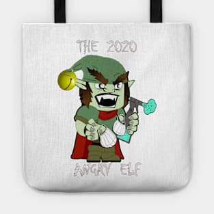 Christmas 2020 The Angry Elf Funny Graphic Elf with Masks & Disinfectant Social Distance Christmas Tote