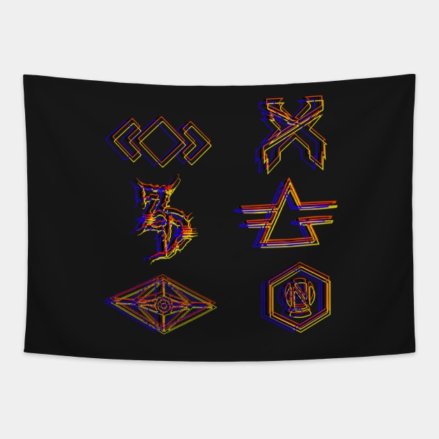 Glitchy Logos Tapestry by chillayx