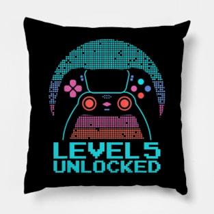 5 Year Old Gamer Gaming 5Th Birthday - Level 5 Unlocked Pillow