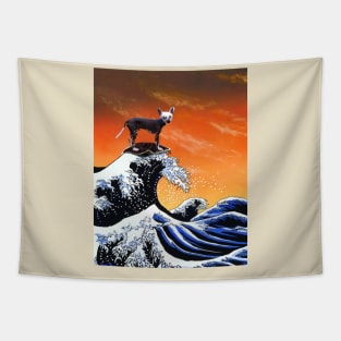 Chinese crested dog Surfing Tapestry