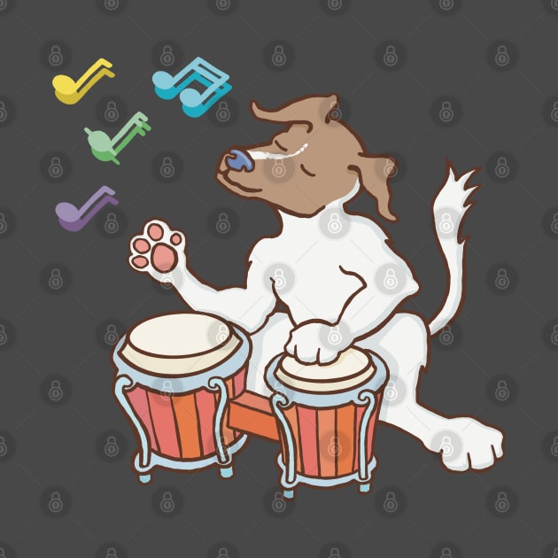 Jack Russell playing on a bongo drum. by ElectronicCloud