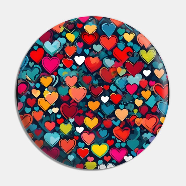 Colourful heart pattern Pin by Spaceboyishere