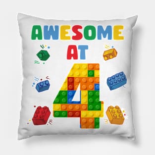 4 Year Old Building Blocks B-day Gift For Boys Kids Pillow